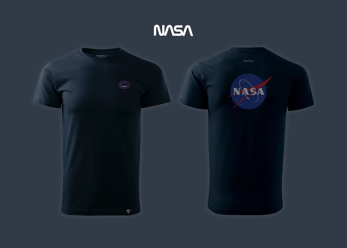 Cotton T-Shirt Navy Blue Nasa Voyager