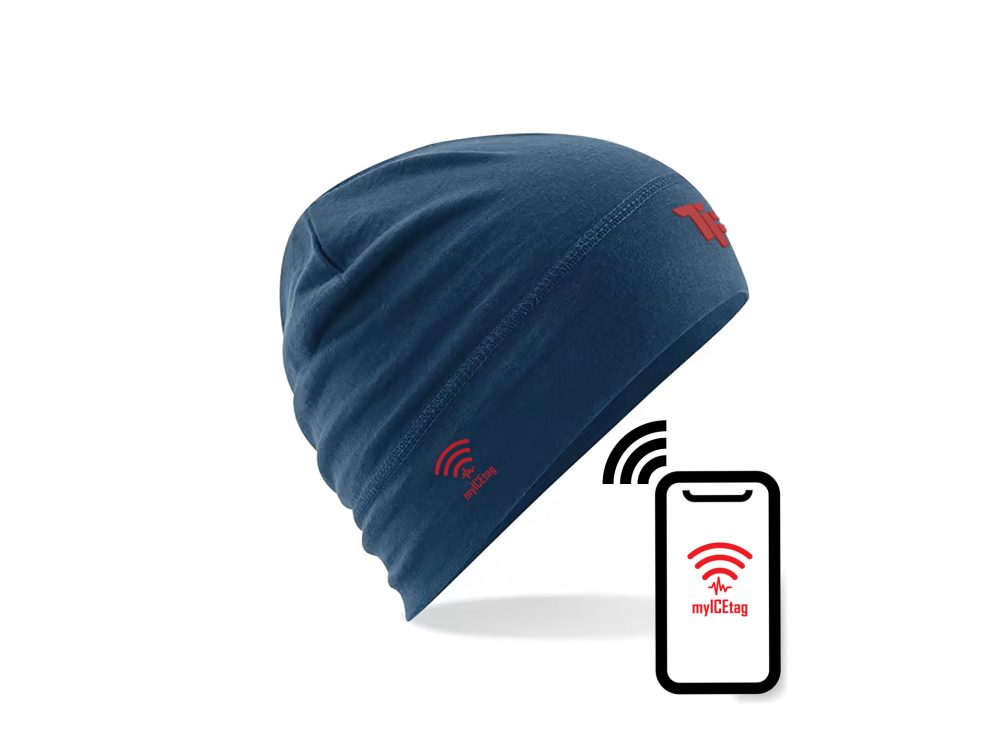 Czapka Merino Blue ICE tag NFC